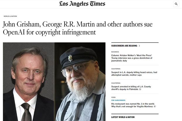 Authors sue OpenAI Content Aware newsletter Sep 21