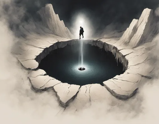 a foot hovering above a hole with darkness around it
