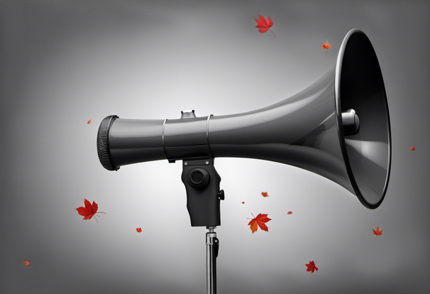 A megaphone surrounded by maple leaves by Stable Diffusion