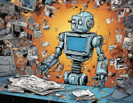 confused robot looking at pictures