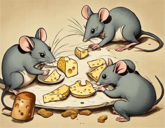 a mouse stealing cheese from another mouse