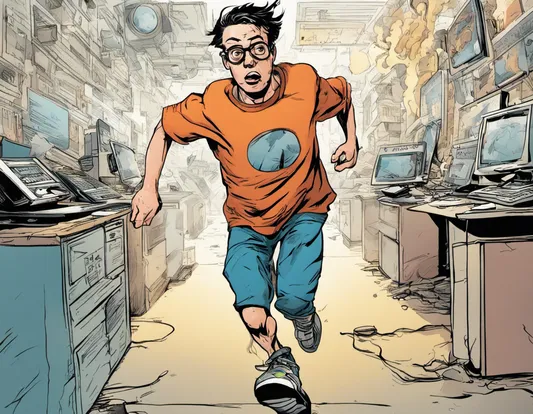 a person running away from technology