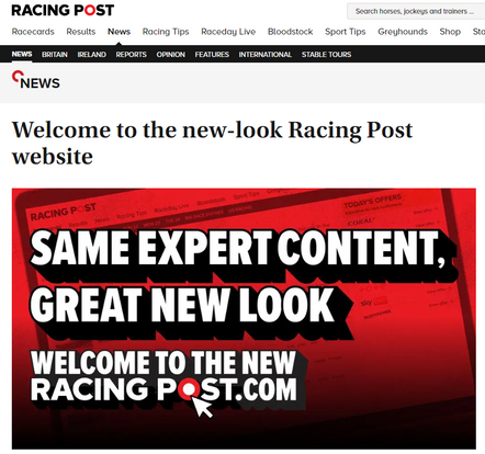 The new Racing Post website is powered by Glide Publishing Platform