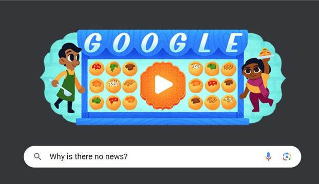 Google news with the search bar saying Why is there no news