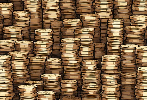 A large pile of coins.