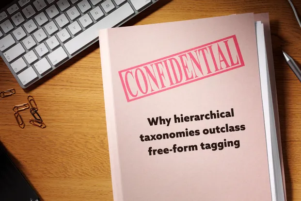 Confidential folder with why hierarchical taxonomies article title