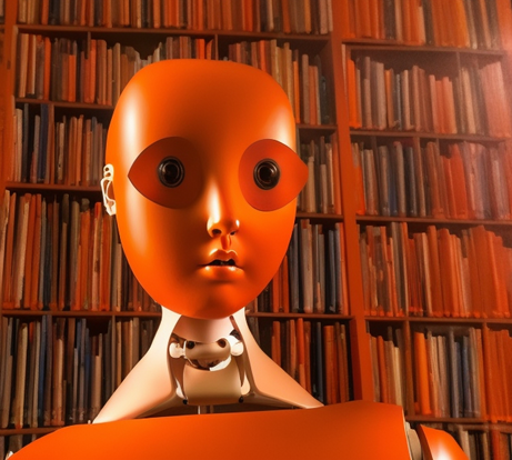 A robot library assistant by Stable Diffusion