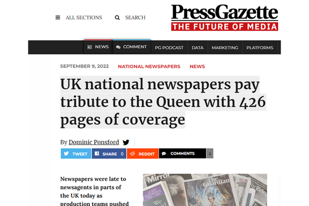UKPG's article on national newspaper coverage