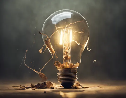 A broken light bulb
