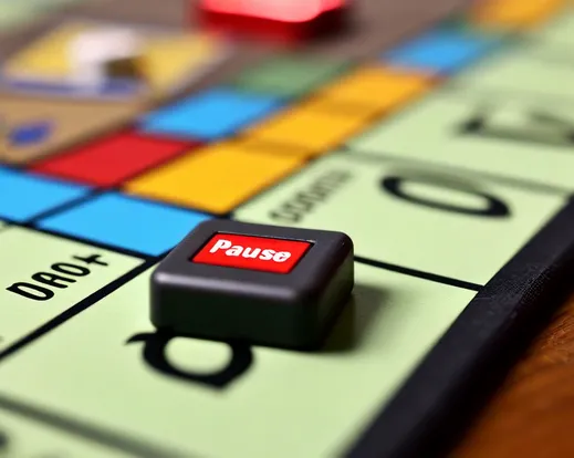 a monopoly board with a pause button on it