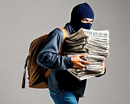 a thief carrying a lot of newspapers