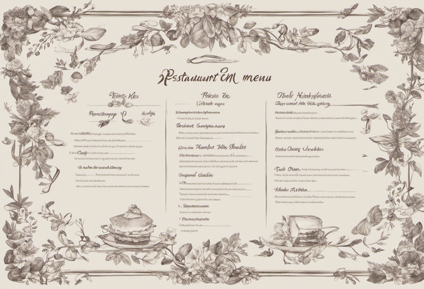A restaurant menu on a paper sheet. crossed out items. ((blue background)), high detail, 8 k, bright, airy, clean, clean lines,