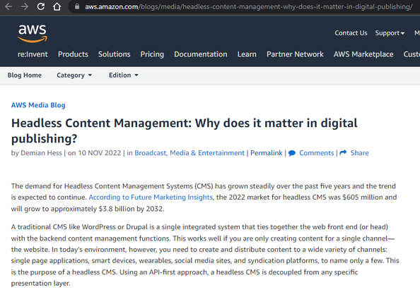 AWS News Media Blog: Headless CMS and why it matters in publishing