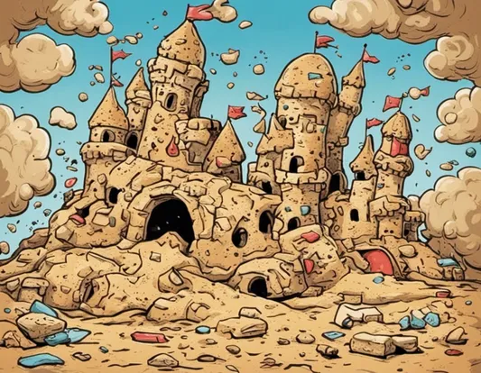 Sand castle crumbling