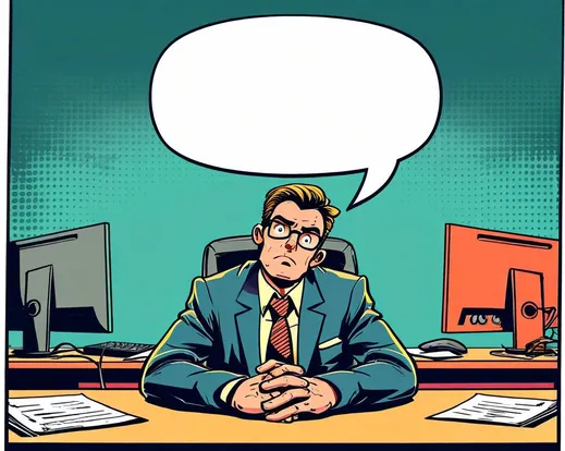 a man sitting in the newsroom with an empty speech bubble above his head
