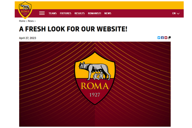 AS Roma website powered by Glide Publishing Platform