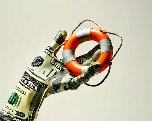 a hand made out of money holding a glasdon lifefbuoys