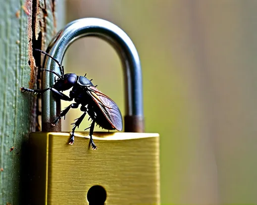 a crawly, parasitical  weird little insect on a padlock