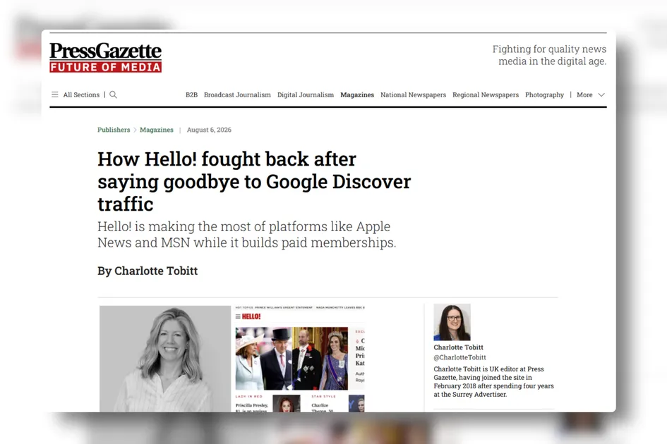 Success story: How Hello! rebuilt traffic after losing 24% of its UK audience to Google Discover changes