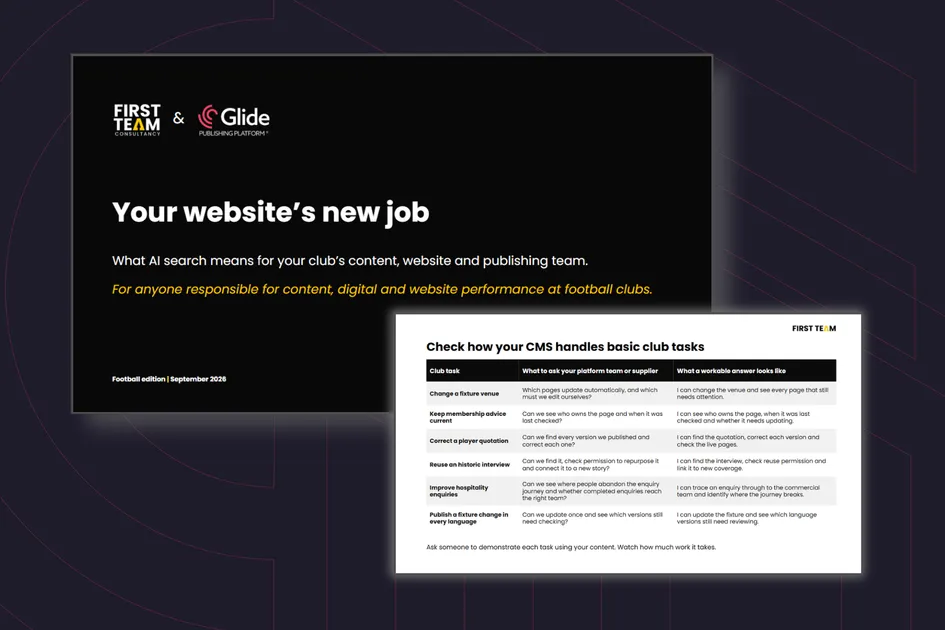 Six tests to put to your CMS as AI search changes club websites