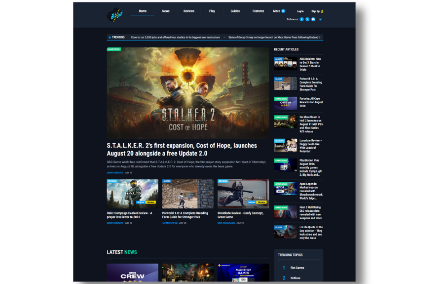The current AltChar homepage, site running on Deliver V3