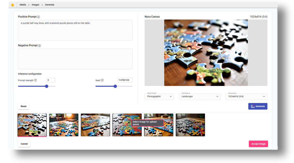 Generating images with GAIA, Glide's native AI tools