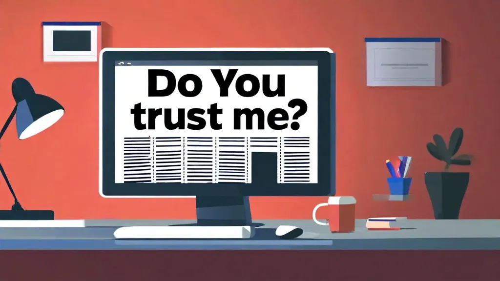 a newspaper portal on a computer that reads "do you trust me" in comment on the use of AI in news production and creation.
