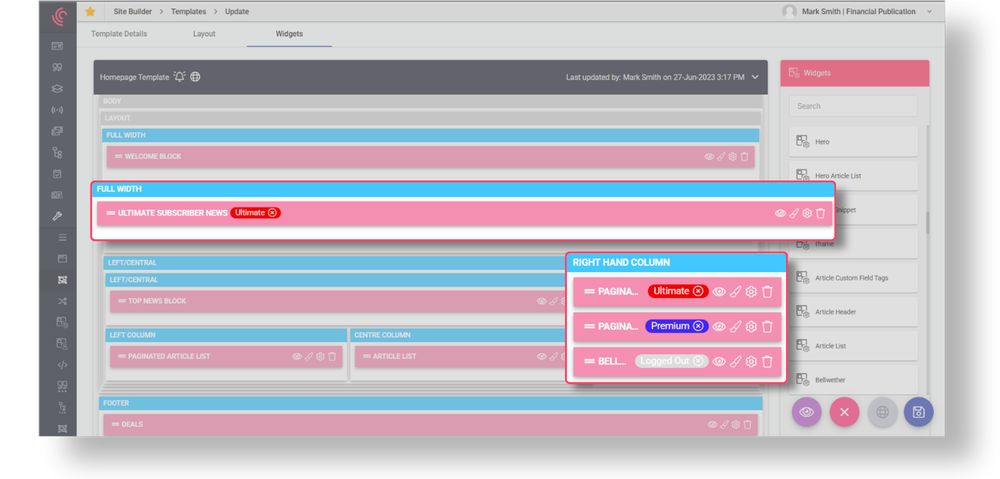 Use Glide CMS's tagging and access controls to enable premium and subscriber-only tailored content at the individual widget level.