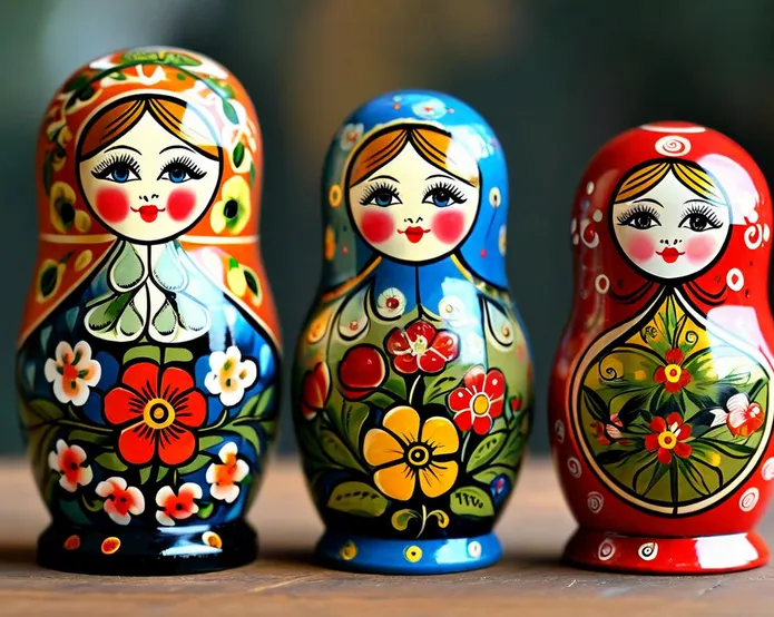 3 Russian nesting dolls, each one a different