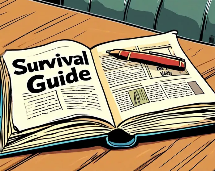 a book on a table that has survival guide written on it